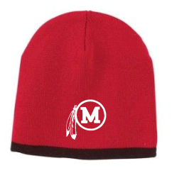 Melrose HS Hockey Red w/Black Knit Beanie Cap